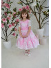 Pink Tea Length Flower Girl Dress